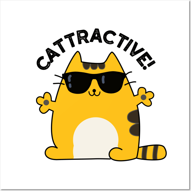 Cattractive Cute Attractive Cat Pun Wall Art by punnybone